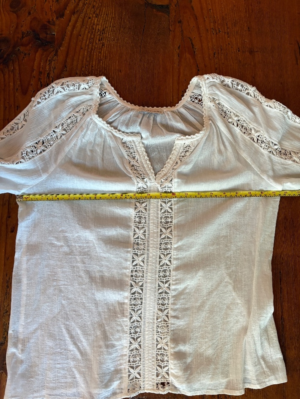 Mod Goddess 100% Cotton White Boho Embroidered Blouse Size Medium Gauze - Picture 10 of 10